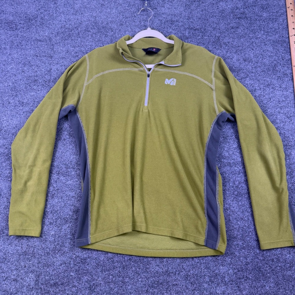 Millet Mens Grid Fleece 1/4 Zip Pullover Olive Green MIV3621 Hiking Mid Layer M